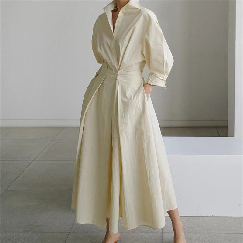 Vienna | Women's Elegant Collared Wrap Front Pleated A Line Maxi Dress