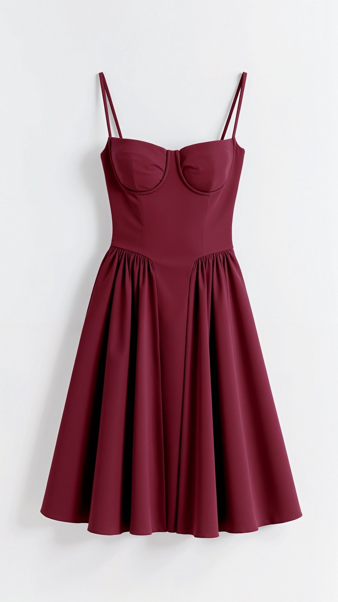 Odette | Corset Bustier Spaghetti Strap Pleated Full Skirt Midi Wedding Guest Dress