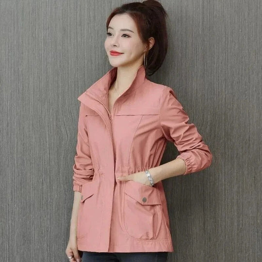 Daria | Stand Collar Elasticated Waist Long Sleeve Lightweight Casual Jacket