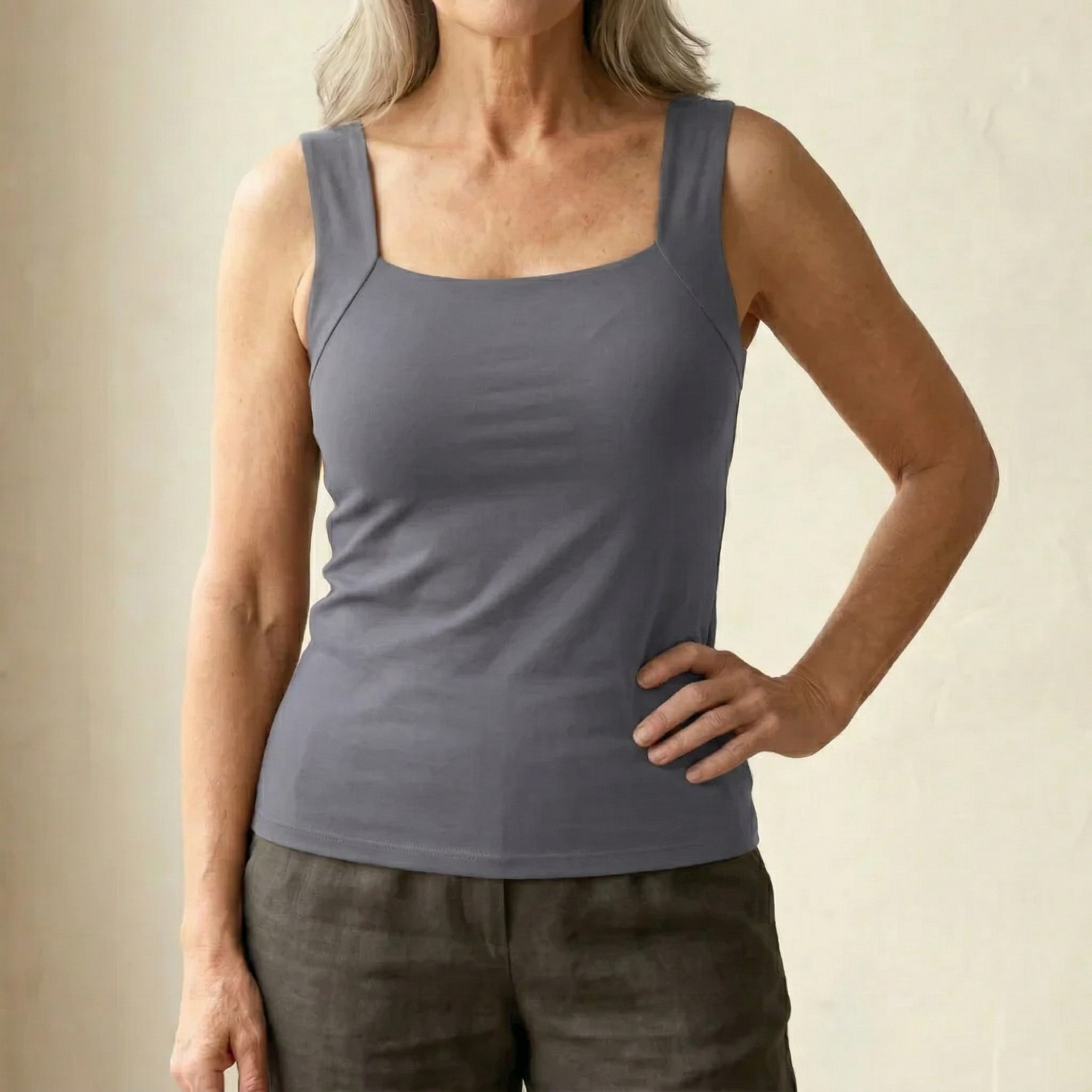 Althea | Women's Square Neck Built In Bra Tank Top
