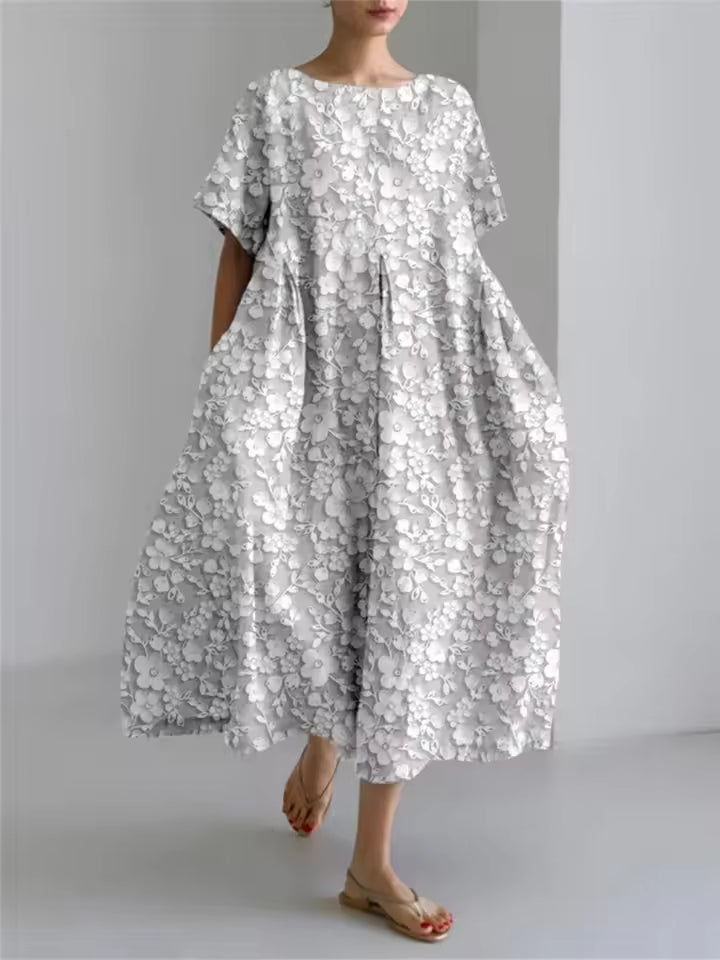 Amanda | Women's Floral Round Neck Relaxed Casual Summer Maxi Dress