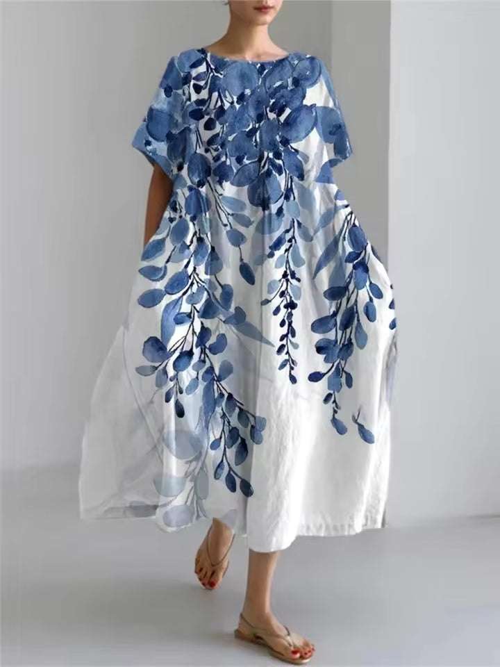 Amanda | Women's Floral Round Neck Relaxed Casual Summer Maxi Dress