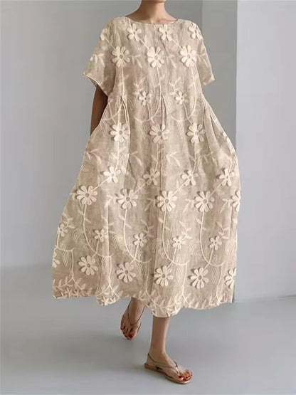 Amanda | Women's Floral Round Neck Relaxed Casual Summer Maxi Dress