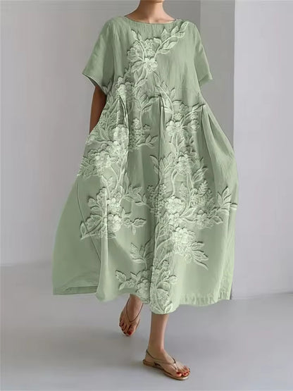 Amanda | Women's Floral Round Neck Relaxed Casual Summer Maxi Dress