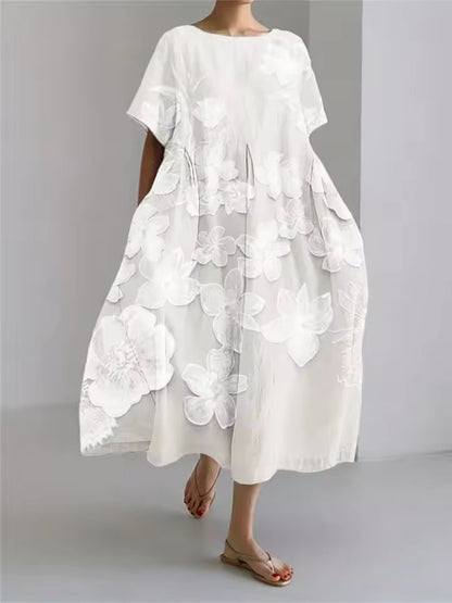 Amanda | Women's Floral Round Neck Relaxed Casual Summer Maxi Dress