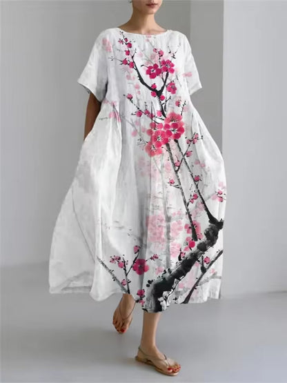 Amanda | Women's Floral Round Neck Relaxed Casual Summer Maxi Dress