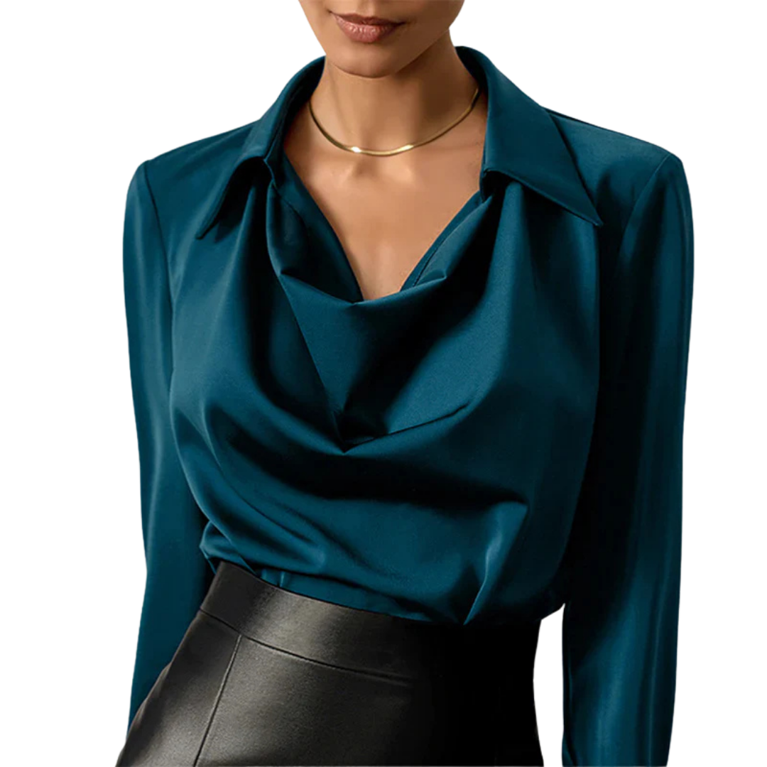 Zara | Cowl Neck Collar Long Sleeve Casual Satin Elegant Blouse