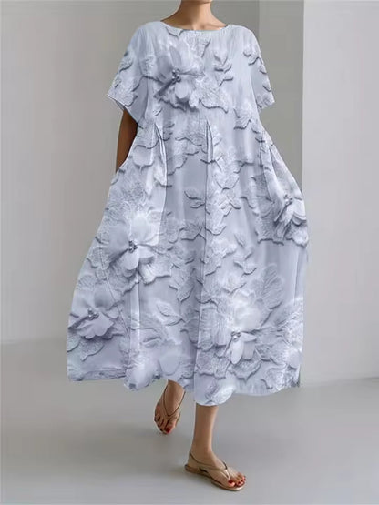 Amanda | Women's Floral Round Neck Relaxed Casual Summer Maxi Dress