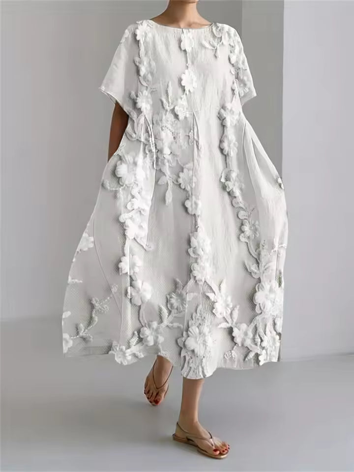 Amanda | Women's Floral Round Neck Relaxed Casual Summer Maxi Dress