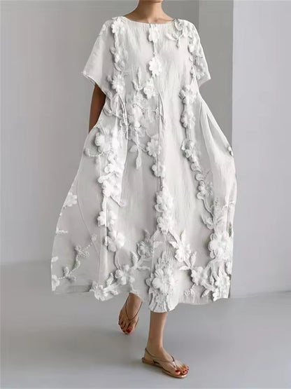 Amanda | Women's Floral Round Neck Relaxed Casual Summer Maxi Dress