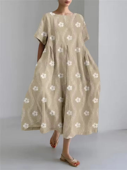 Amanda | Women's Floral Round Neck Relaxed Casual Summer Maxi Dress