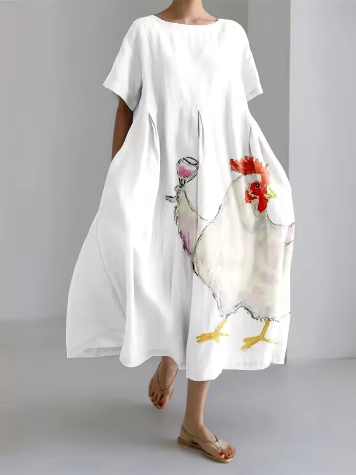 Amanda | Women's Floral Round Neck Relaxed Casual Summer Maxi Dress