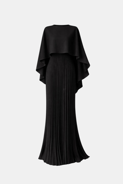 Seraphine | Women's Cape Sleeve High Neck Pleated Chiffon Maxi Dress