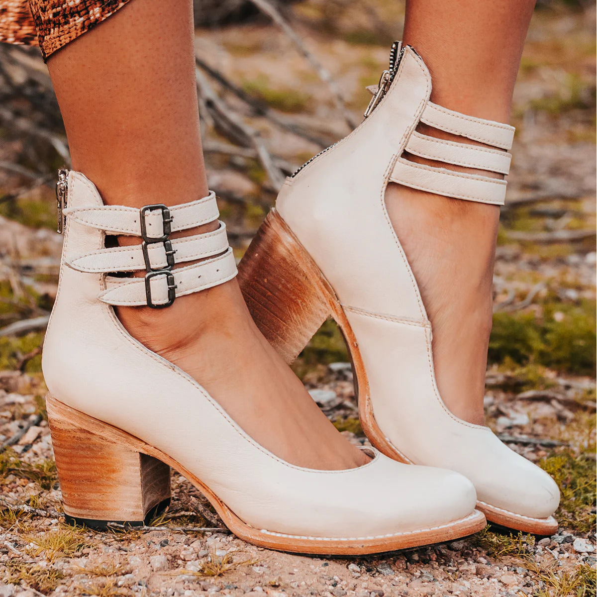 Verona | Double Buckle Ankle Strap Stacked Block Heel Boot