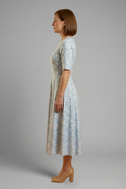 Margaux | Women's Floral V Neck Side Pocket Midi Dress