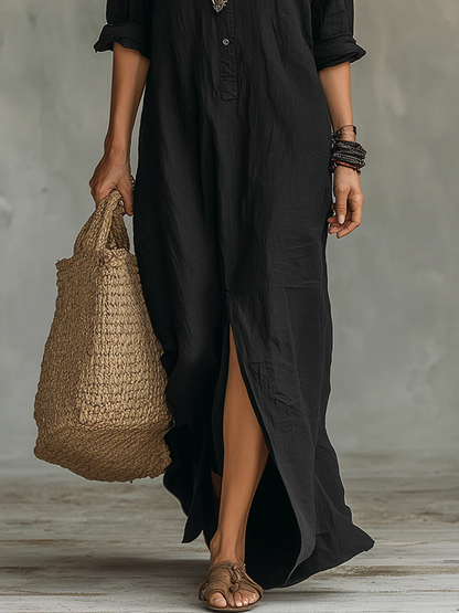 Chantelle | Women's Boho Collared Button Down Casual Maxi Dress