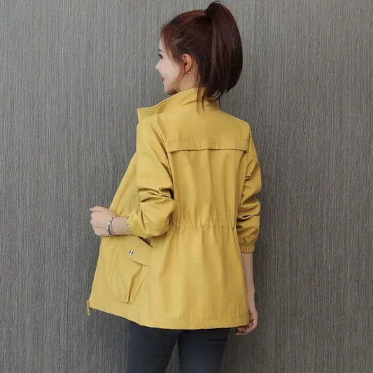 Daria | Stand Collar Elasticated Waist Long Sleeve Lightweight Casual Jacket