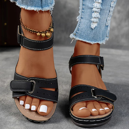 Quinn | Cutout Strap Velcro Ankle Open Toe Orthopedic Walking Sandal