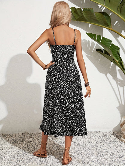 Wren | Women's Ditsy Floral Spaghetti Strap Side Slit Maxi Dress