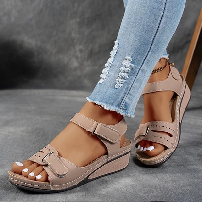 Quinn | Cutout Strap Velcro Ankle Open Toe Orthopedic Walking Sandal