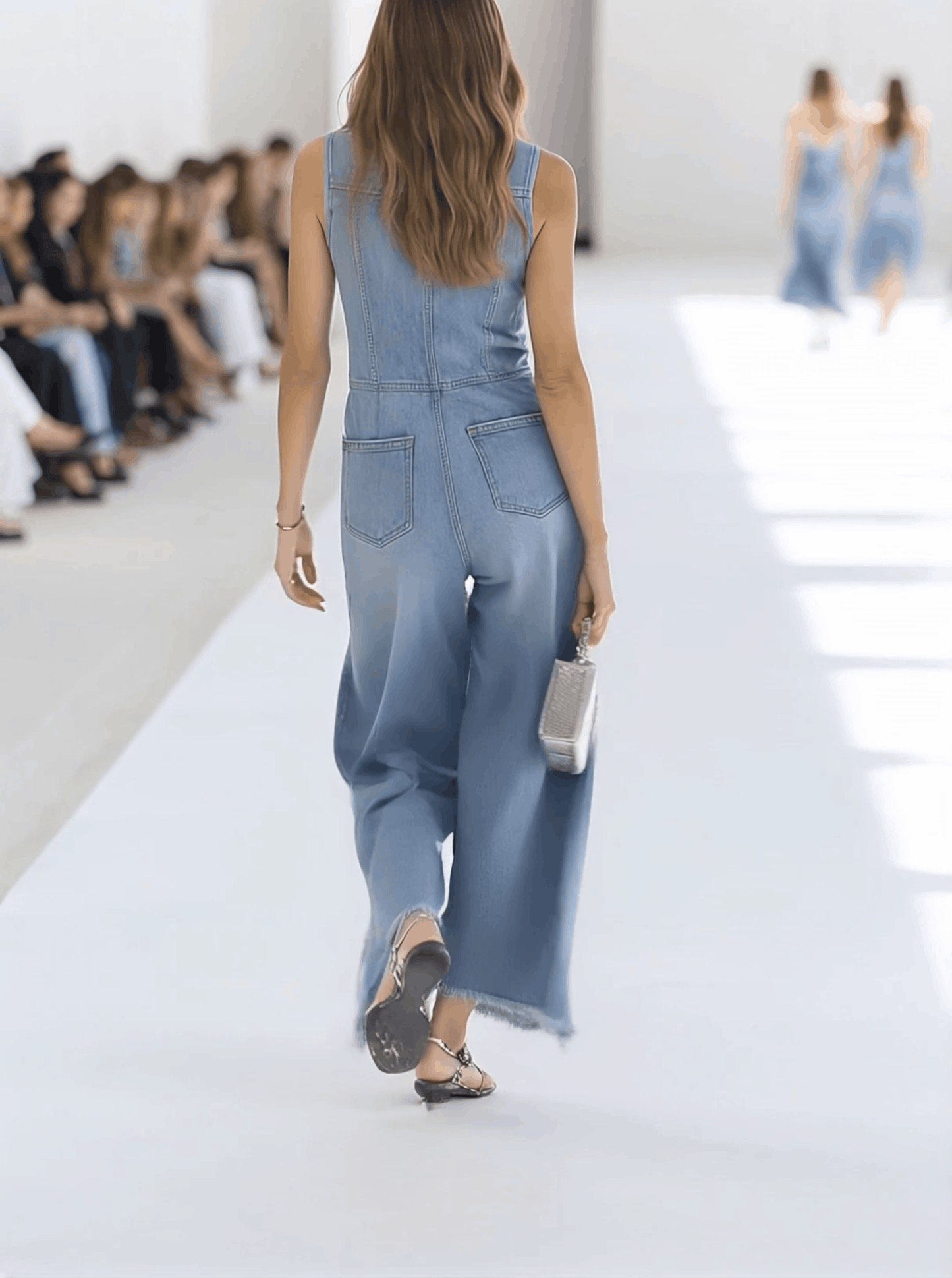 Andromeda | Denim Button Front Sleeveless Raw Hem Wide Leg Jumpsuit