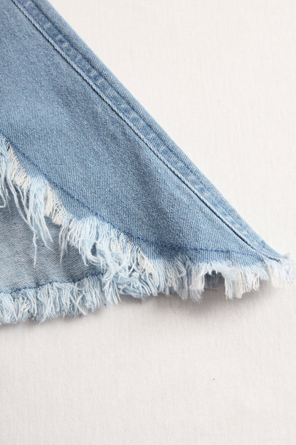 Andromeda | Denim Button Front Sleeveless Raw Hem Wide Leg Jumpsuit