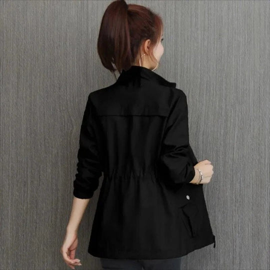 Daria | Stand Collar Elasticated Waist Long Sleeve Lightweight Casual Jacket