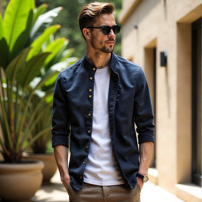 Kai | Button Down Collar Long Sleeve Slim Fit Casual Shirt