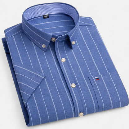 Montgomery | Men's Plaid Cotton Blend Short Sleeve Button Down Shirt
