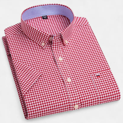 Montgomery | Men's Plaid Cotton Blend Short Sleeve Button Down Shirt
