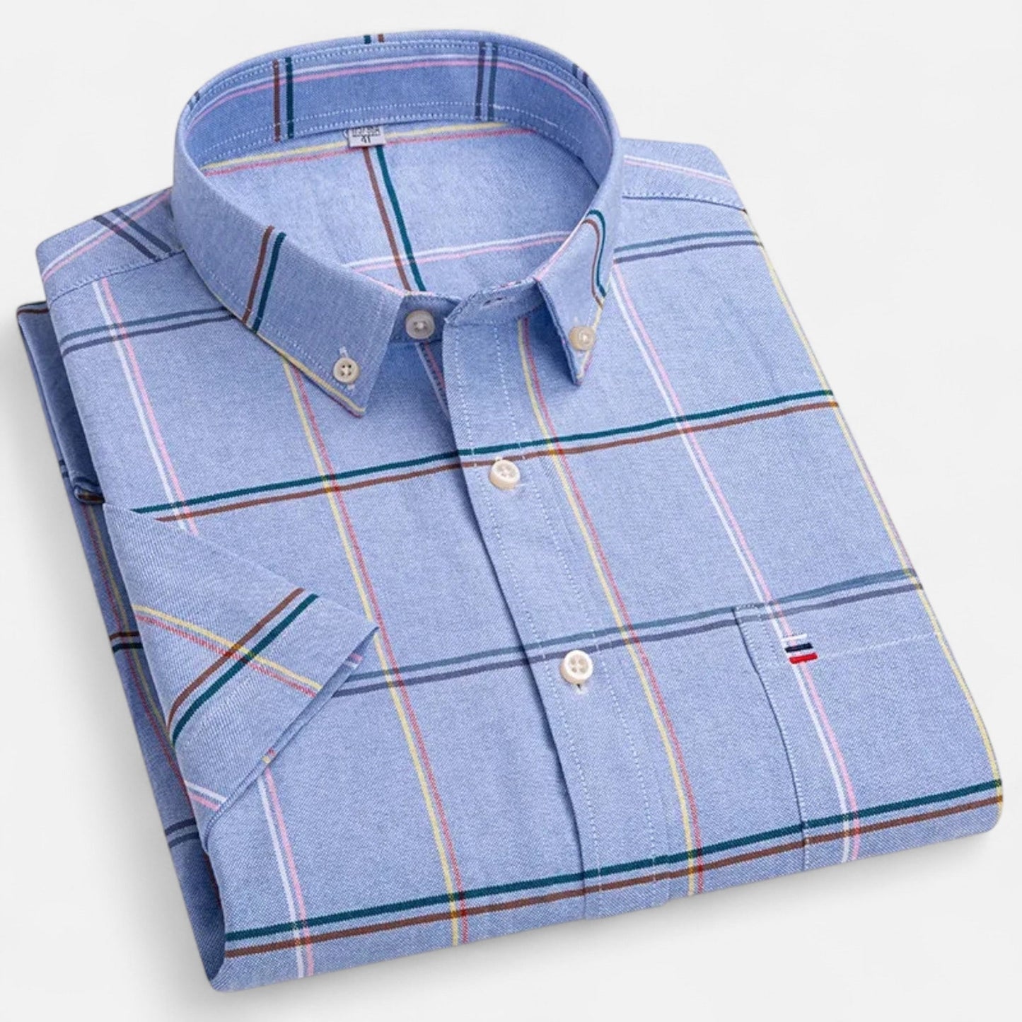 Montgomery | Men's Plaid Cotton Blend Short Sleeve Button Down Shirt