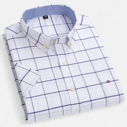 Montgomery | Men's Plaid Cotton Blend Short Sleeve Button Down Shirt