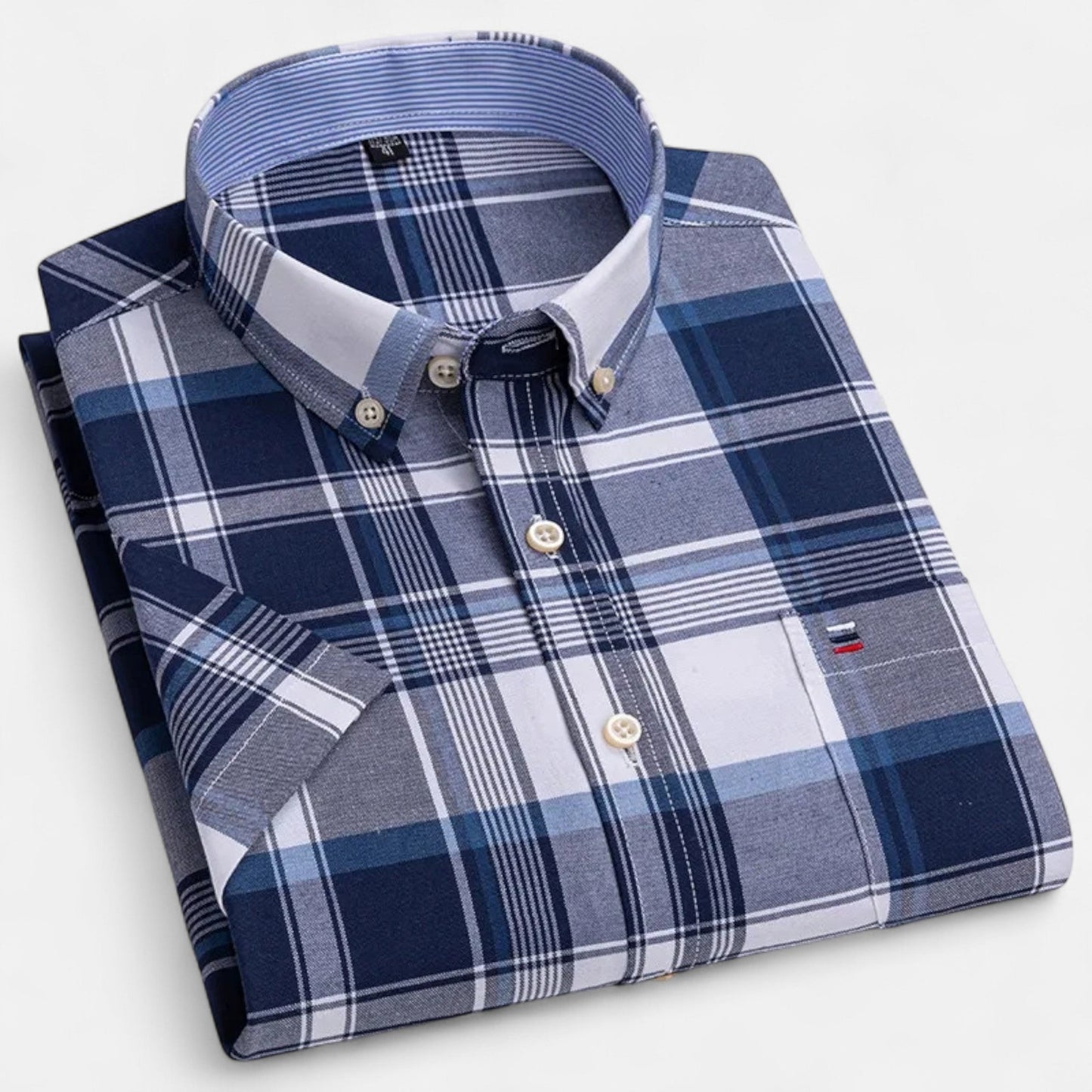Montgomery | Men's Plaid Cotton Blend Short Sleeve Button Down Shirt