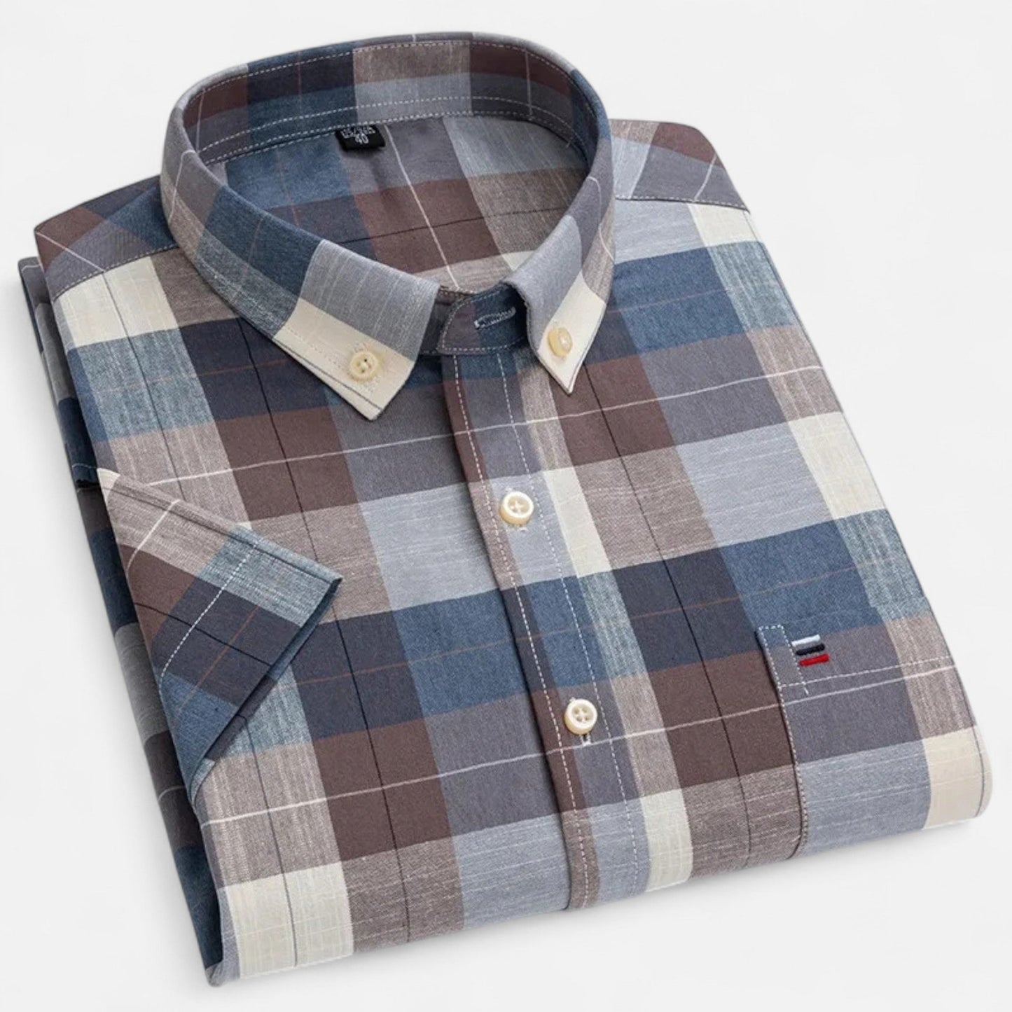 Montgomery | Men's Plaid Cotton Blend Short Sleeve Button Down Shirt