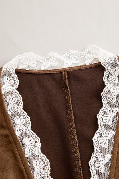 Elowen | V Neck Long Sleeve Lace Western Boho Blouse