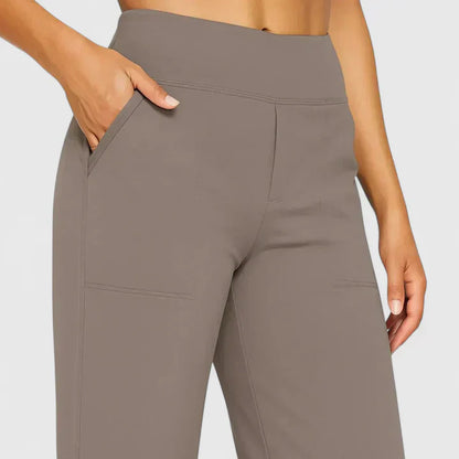 Ame | Wide Waistband High Waist Wide Leg Pocket Casual Pant