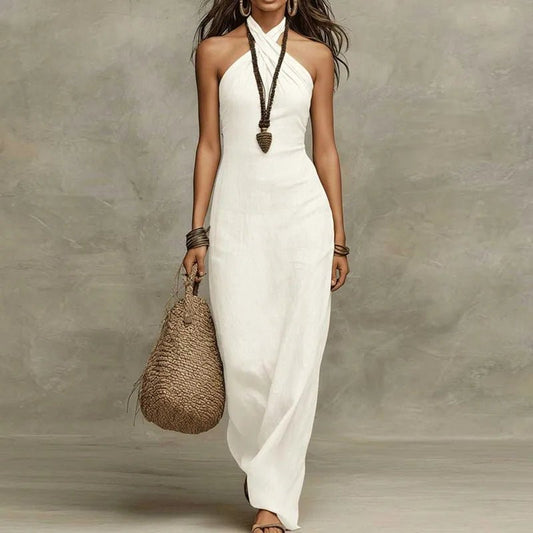 Evelyn | Halter Neck Sleeveless Slim Fit Elegant Maxi Dress