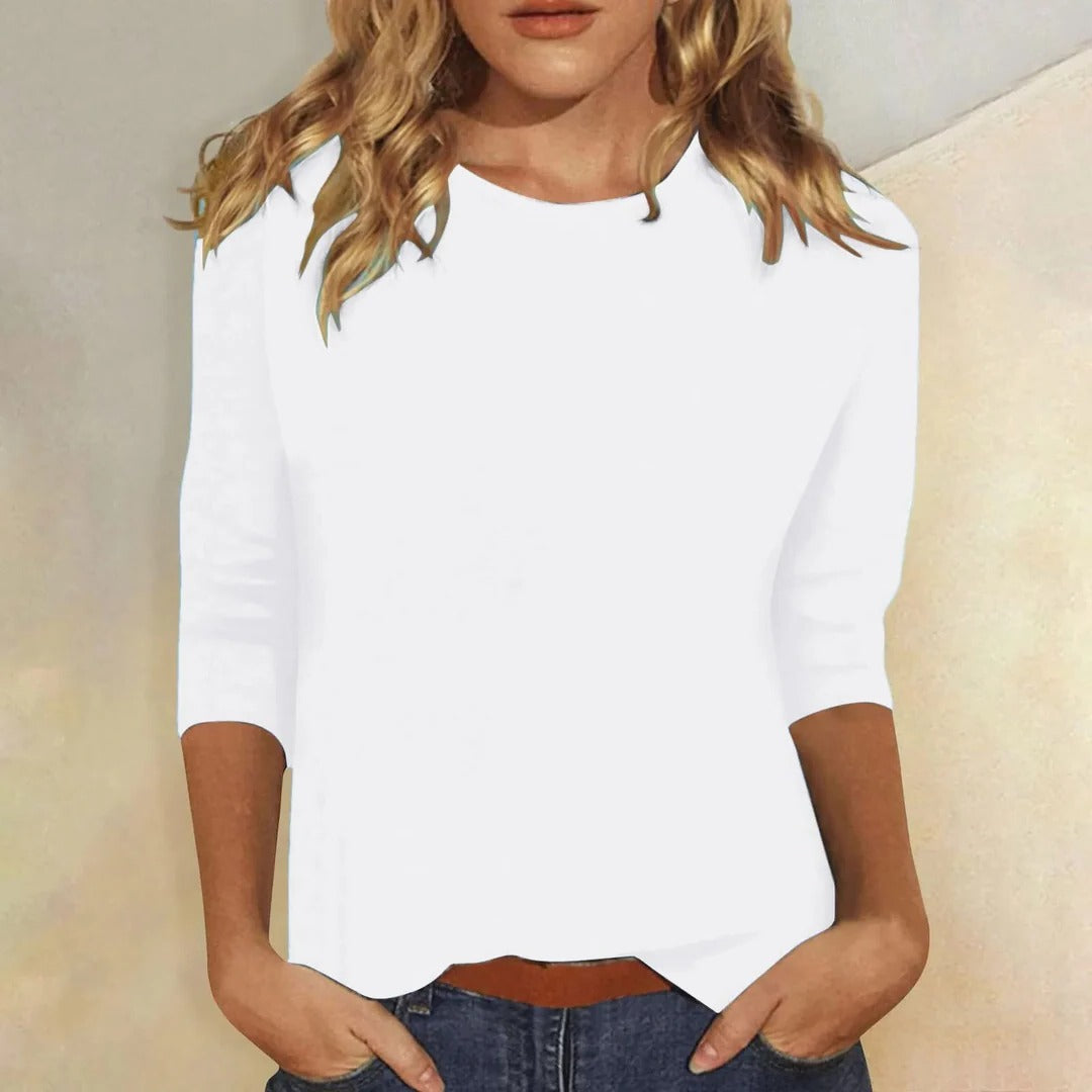 Stella | Crew Neck 3/4 Sleeve Relaxed Casual Top