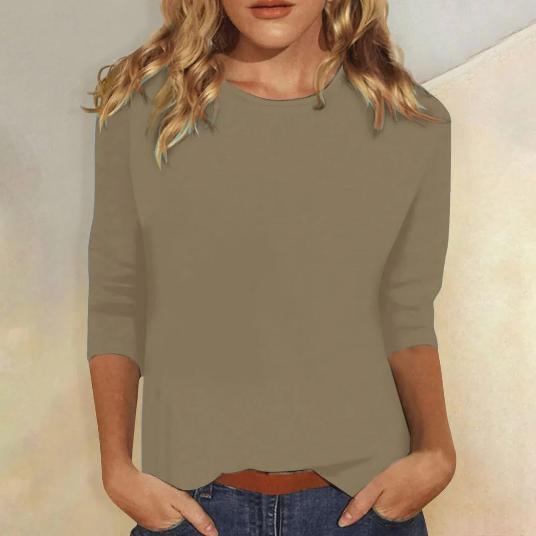 Stella | Crew Neck 3/4 Sleeve Relaxed Casual Top