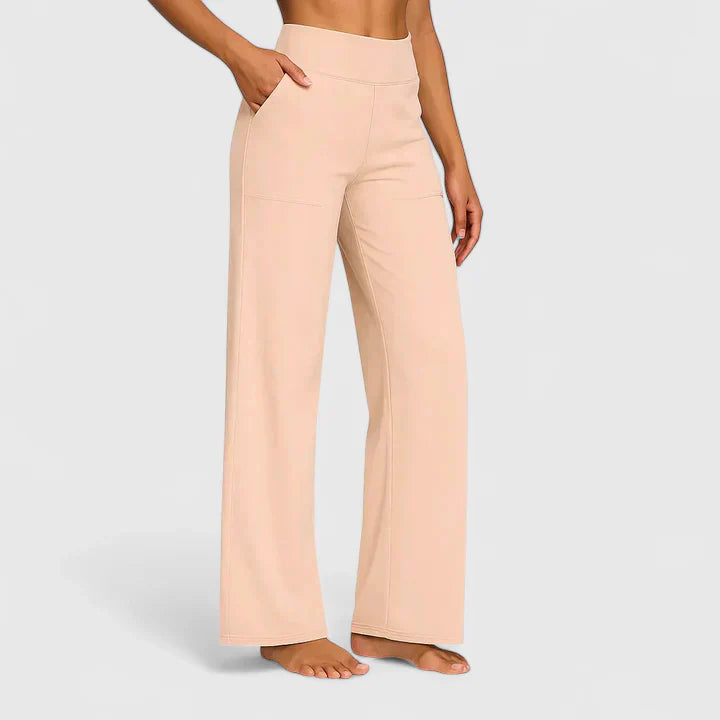 Ame | Wide Waistband High Waist Wide Leg Pocket Casual Pant