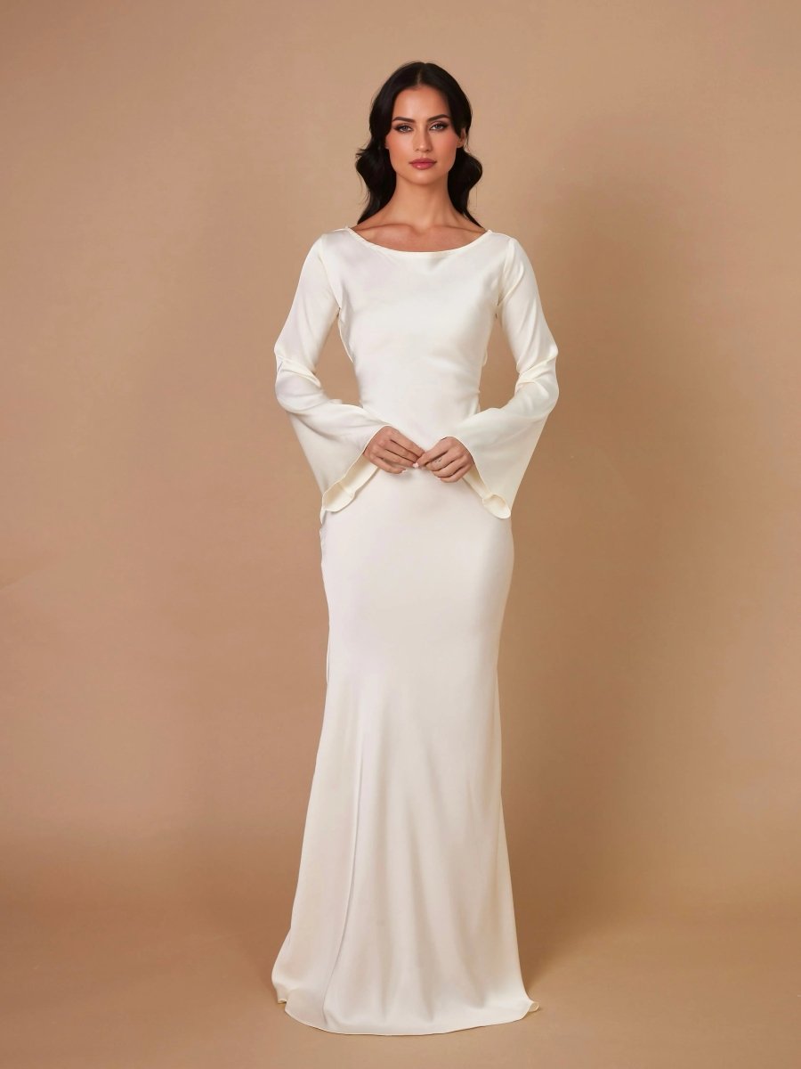 Celine | Women's Long Sleeve Satin Elegant Maxi Dress
