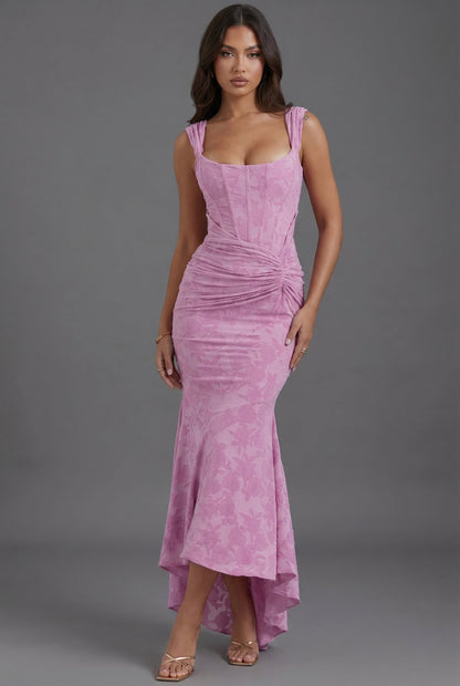 Olivia | Corset Bodice Ruched Waist Elegant Maxi Wedding Guest Dress