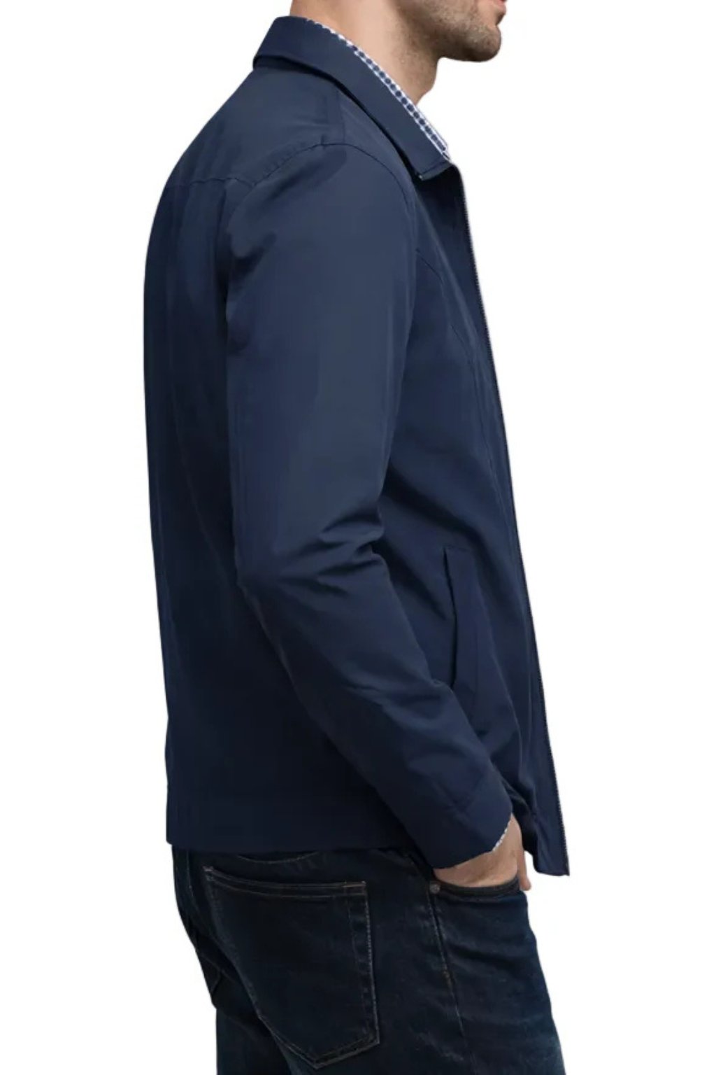 Lucas | Classic Harrington Jacket Zip Front Check Lining