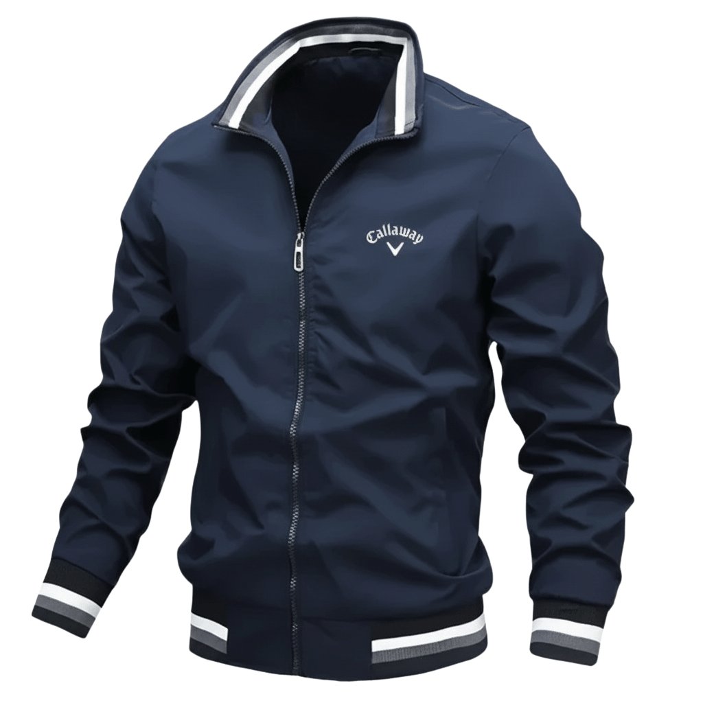 Matthew | Water Resistant Full Zip Stripe Trim Athletic Windbreaker Jacket