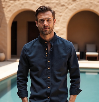 Kai | Button Down Collar Long Sleeve Slim Fit Casual Shirt