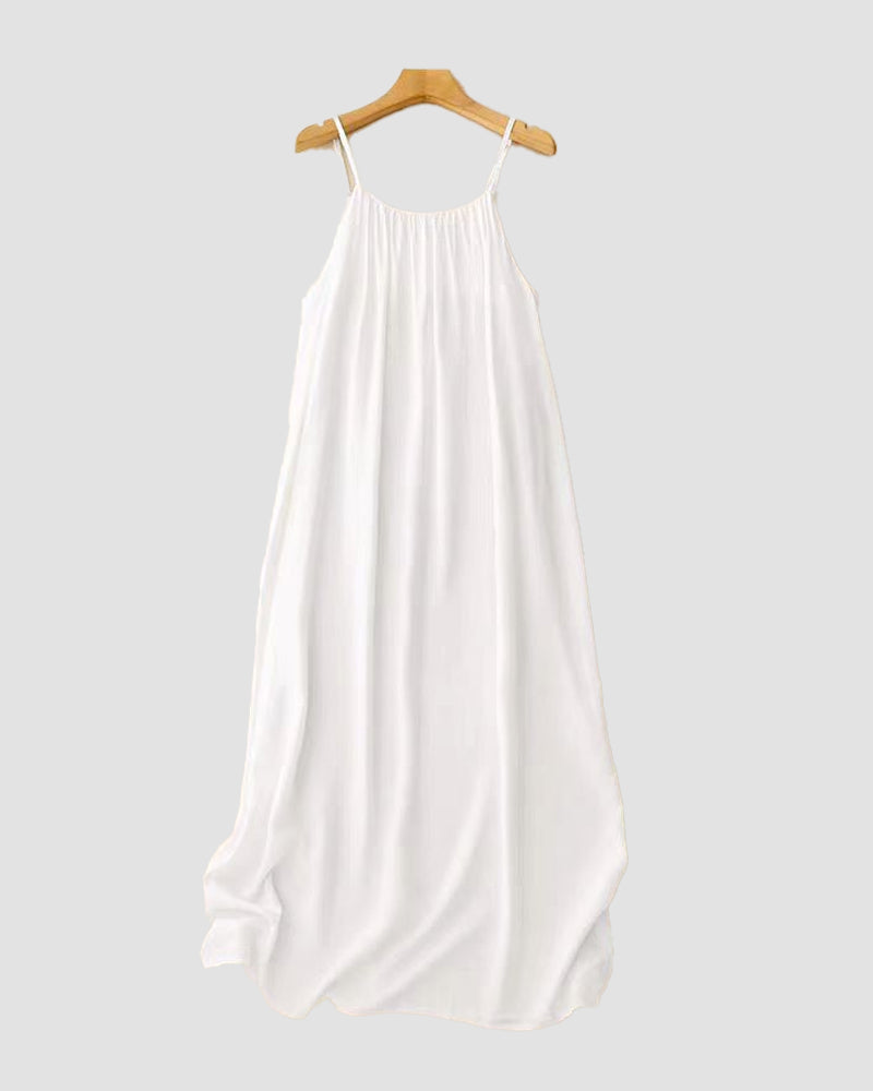 Petra | Spaghetti Strap Scoop Neck Relaxed Linen Blend Casual Maxi Dress