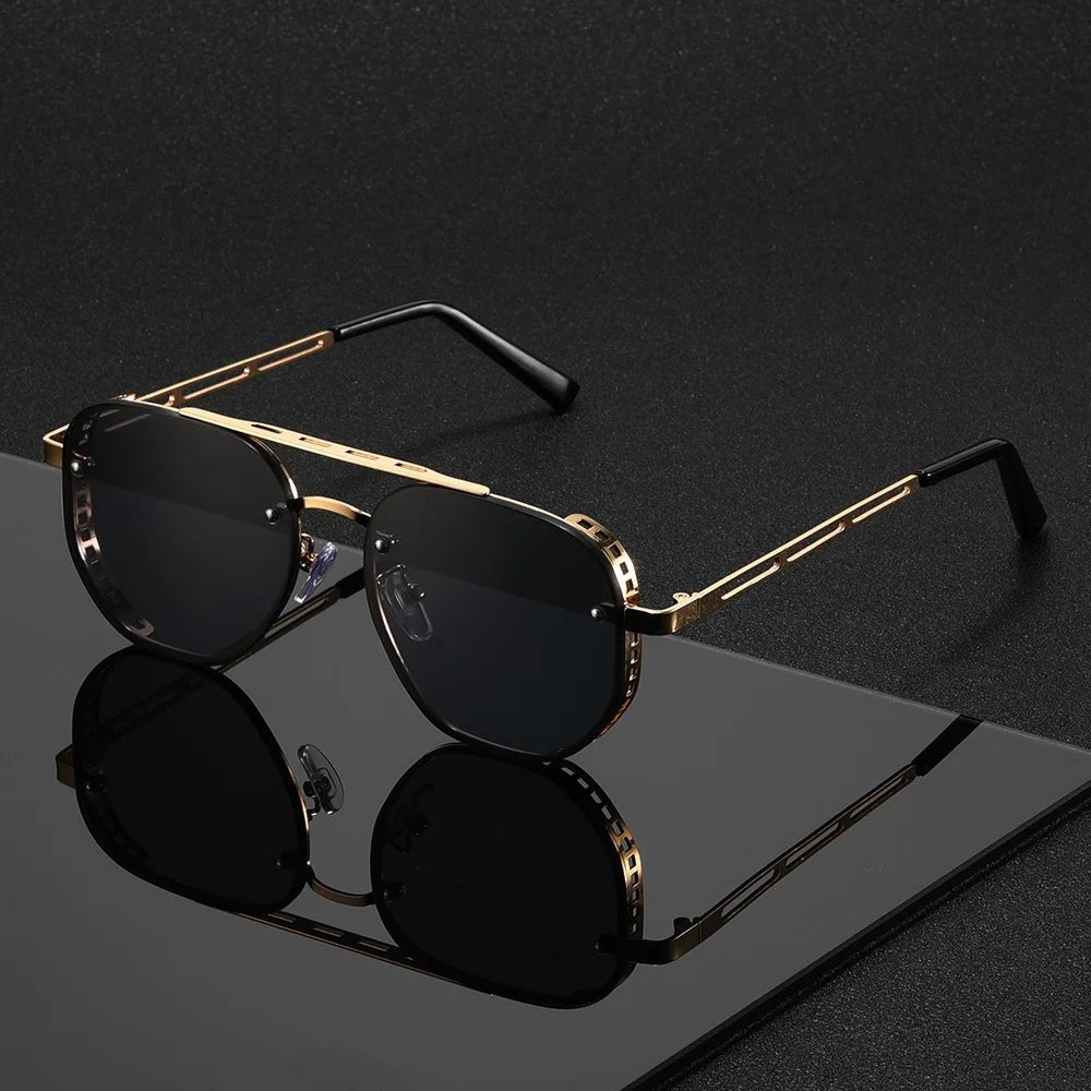 Alfie | Men's Aviator Double Beam Gold Frame UV Protection Sunglasses