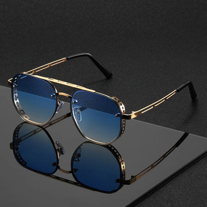 Alfie | Men's Aviator Double Beam Gold Frame UV Protection Sunglasses