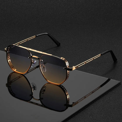 Alfie | Men's Aviator Double Beam Gold Frame UV Protection Sunglasses