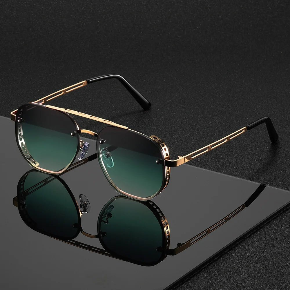 Alfie | Men's Aviator Double Beam Gold Frame UV Protection Sunglasses